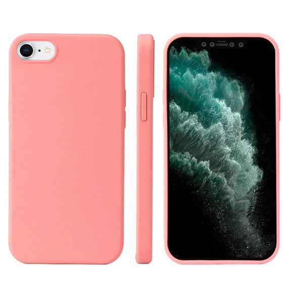 Etui do iPhone SE2022/SE2020/8/7 silikonowe z mikrofibrą soft touch, koralowe morelowe
