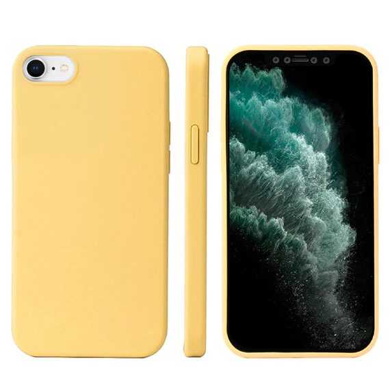 Etui do iPhone SE2022/SE2020/8/7 silikonowe z mikrofibrą premium soft touch szafranowy żółty