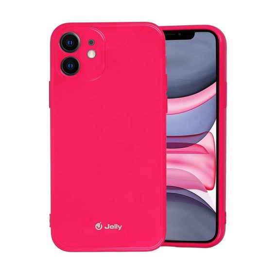 Etui do iPhone 12 Mini silikonowe błyszczące z osłoną na aparat różowe