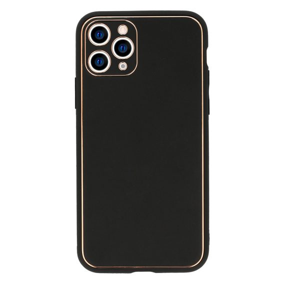Etui do iPhone 11 Pro minimalistyczne czarne ze złotą ramką