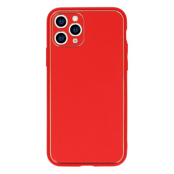 Etui do iPhone 11 Pro minimalistyczne czerwone ze złotą ramką