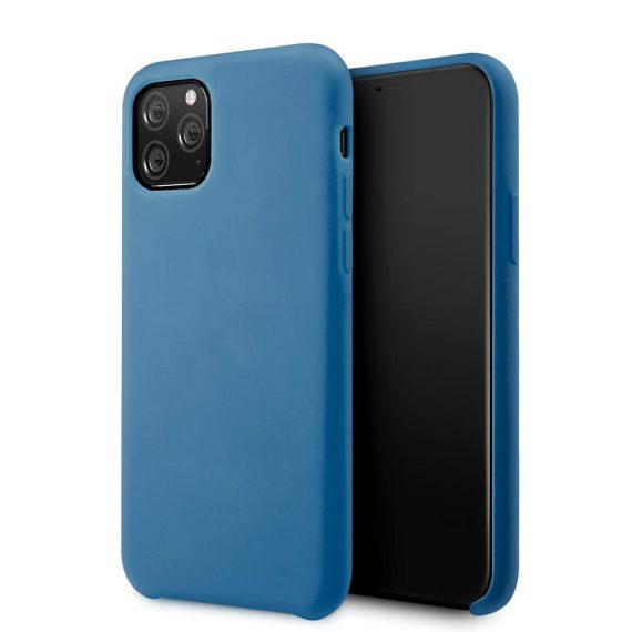 Etui do iPhone 12 Pro Max silikonowe z mikrofibrą premium soft touch niebieskie