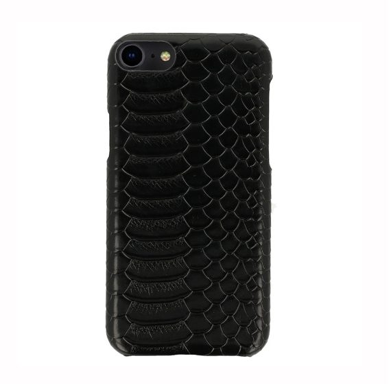 Etui do iPhone SE2020/8/7 eleganckie stylowe wężowa skóra czarne