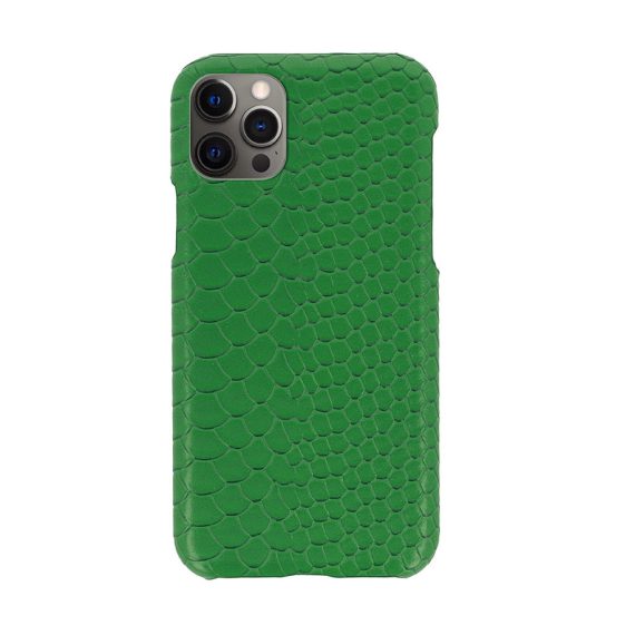 Etui do iPhone 12 Pro Max stylowe eleganckie wężowa skóra zielone