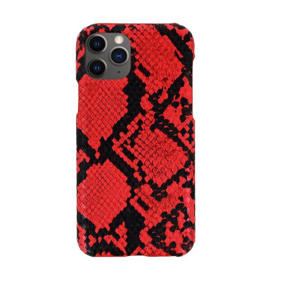 Etui do iPhone 11 Pro stylowe eleganckie wężowa skóra czerwono-czarne