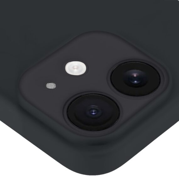 Etui do iPhone 12 Mini silikonowe z mikrofibrą soft touch, czarne (5)