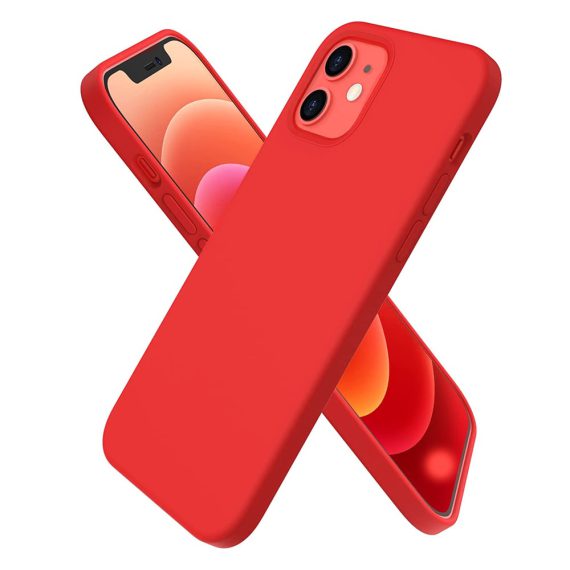 Etui do iPhone 12_12 Mini silikonowe z mikrofibrą premium soft touch czerwone_1