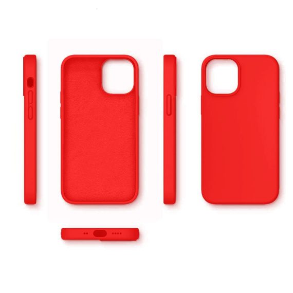 Etui do iPhone 12_12 Mini silikonowe z mikrofibrą premium soft touch czerwone_7