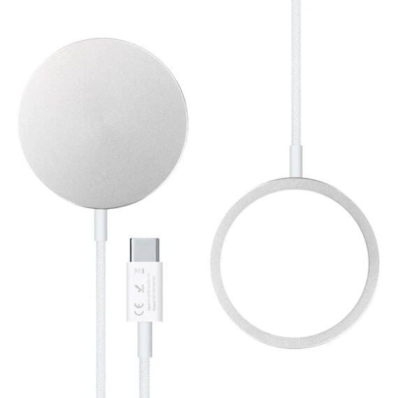 Ładowarka magnetyczna do MagSafe iPhone 17:16:15:14:13:12 (Mini:Plus:Pro:Pro Max) Qi 15W biala6