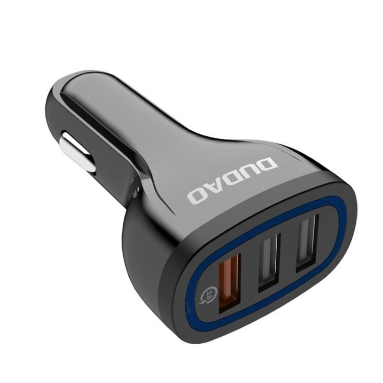 samochodowa ładowarka, do szybkiego ładowania karbonowa 3xusb, 36w, czarna