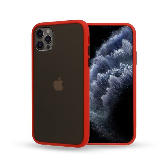 Etui do iPhone 12 Pro Max czerwone silikonowe z kolorowymi przyciskami