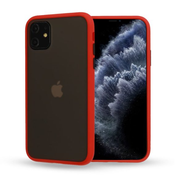 Etui do iPhone 12 Mini czerwone silikonowe z kolorowymi przyciskami
