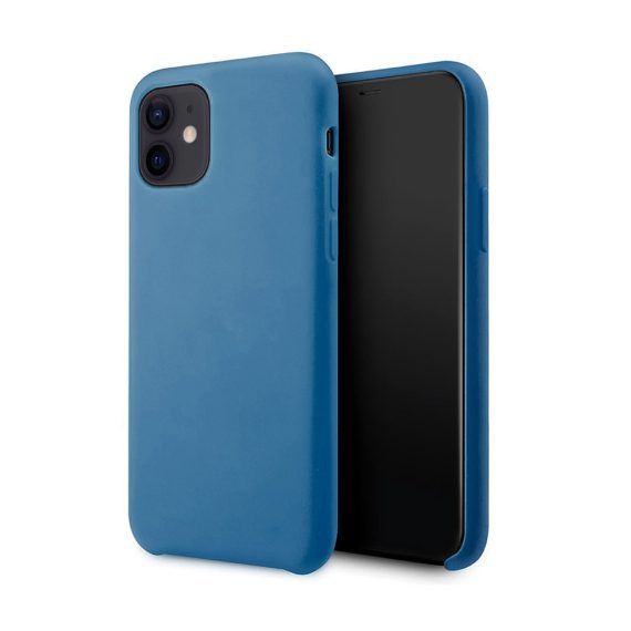 Etui do iPhone 12 Mini silikonowe z mikrofibrą soft touch, niebieskie