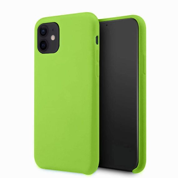 Etui do iPhone 12 silikonowe z mikrofibrą soft touch, zieleń wiosenna