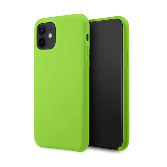 Etui do iPhone 12 Mini silikonowe z mikrofibrą soft touch, zieleń wiosenna