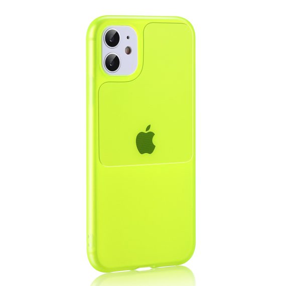 Etui do iPhone 12 silikonowe elastyczne limonkowe Window case