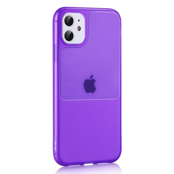 Etui do iPhone 12 Mini silikonowe elastyczne fioletowe Window case