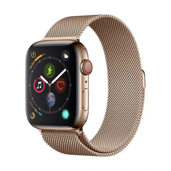 Złota bransoleta milanese elegancka do zegarka Apple Watch Ultra/ 8 / 7 / 6 / 5 / 4 / 3 / SE 42/44/45/49mm