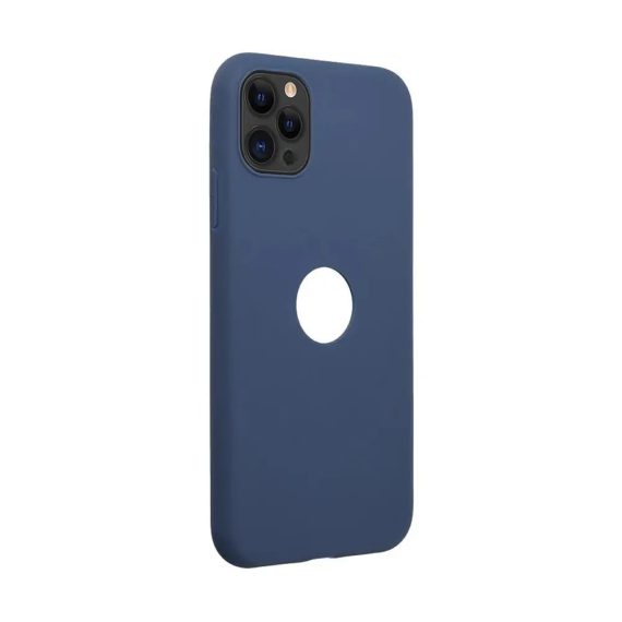 Etui do iPhone 12 Pro silikonowe cienkie z widocznym logo ciemny niebieski