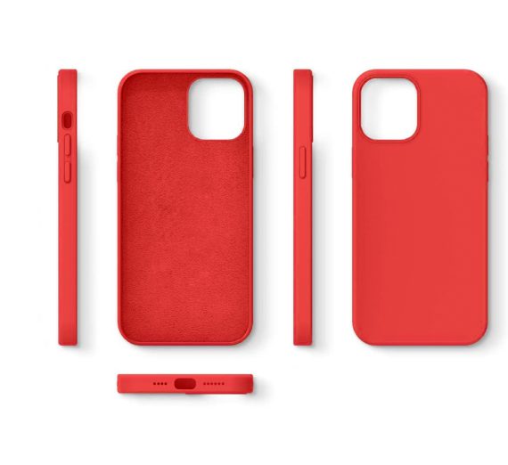 etui do iphone 12 pro max silikonowe z mikrofibrą premium soft touch czerwone 2