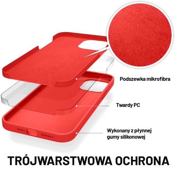 etui do iphone 12 pro max silikonowe z mikrofibrą premium soft touch czerwone 3