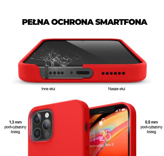 etui do iphone 12 pro max silikonowe z mikrofibrą premium soft touch czerwone 4
