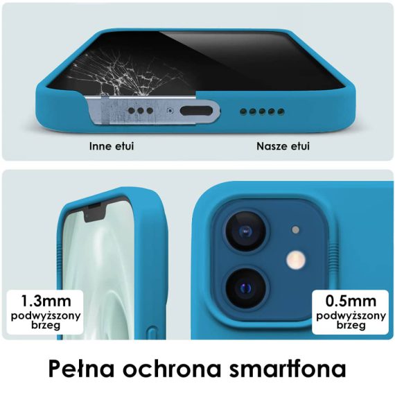etui do iphone 12 silikonowe z mikrofibrą premium soft touch niebieskie 1