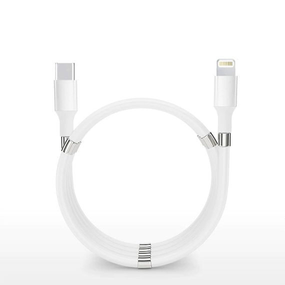 Kabel USB-C do iPhone Lightning (wszystkie modele)  składany, samoorganizujący do szybkiego ładowania
