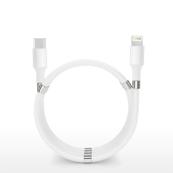 Kabel USB-C do iPhone Lightning składany, samoorganizujący do szybkiego ładowania