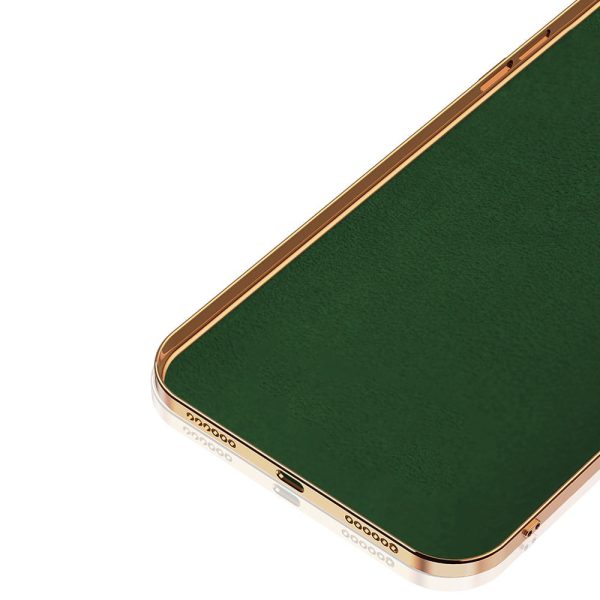 Etui Iphone 12 Luksusowe Zlota Ramka Zielony (5)