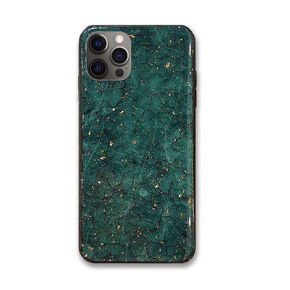Etui do iPhone 12 Pro elegancki marmur spękany ze złotymi drobinkami zielone