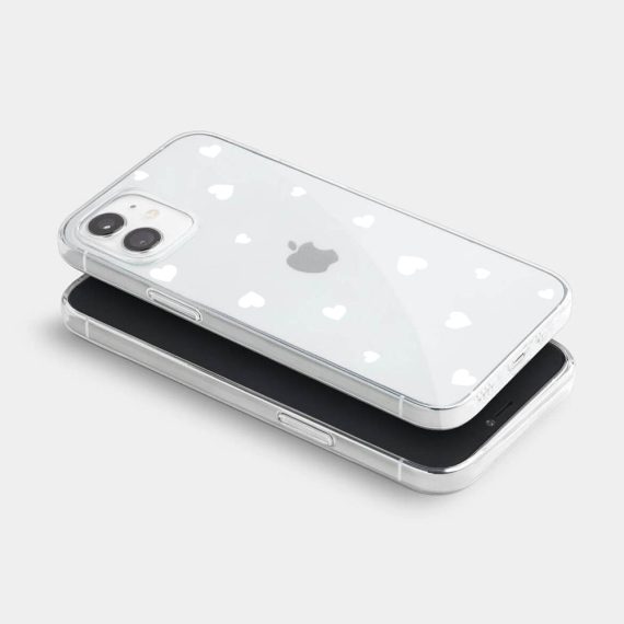 iphone 12 przezrocyste z nadrukiem serduszka białe 2