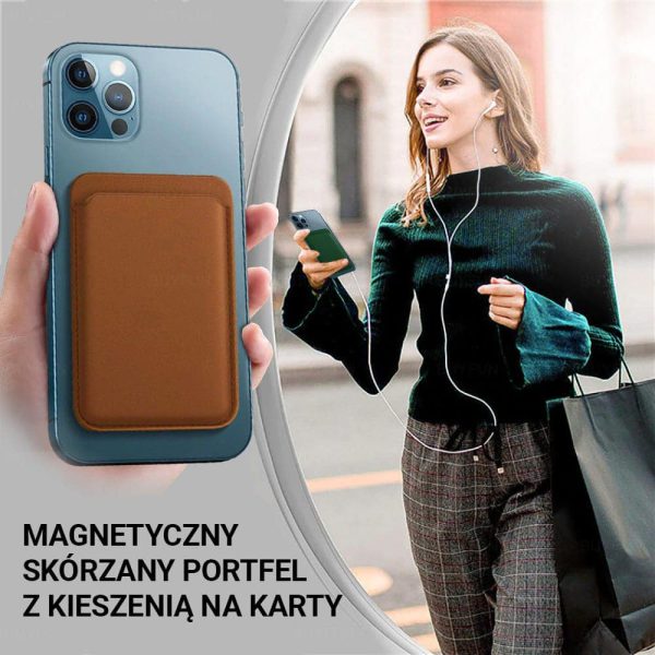 Magnetyczny Skórzany Portfel Z Kieszeni Na Karty Br Zowy 1