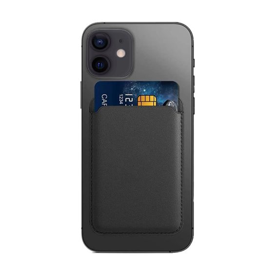 Silikonowe etui + skórzany portfel na karty do iPhone 12 Pro MagSafe czarny