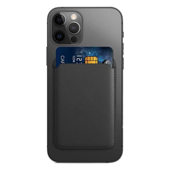 Silikonowe etui + skórzany portfel na karty do iPhone 12 Pro Max MagSafe czarny