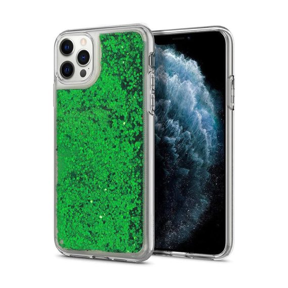 Etui do iPhone 12 Pro Max przezroczyste silikonowe zielony brokat