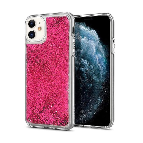 Etui do iPhone 12 Mini przezroczyste silikonowe różowe brokat