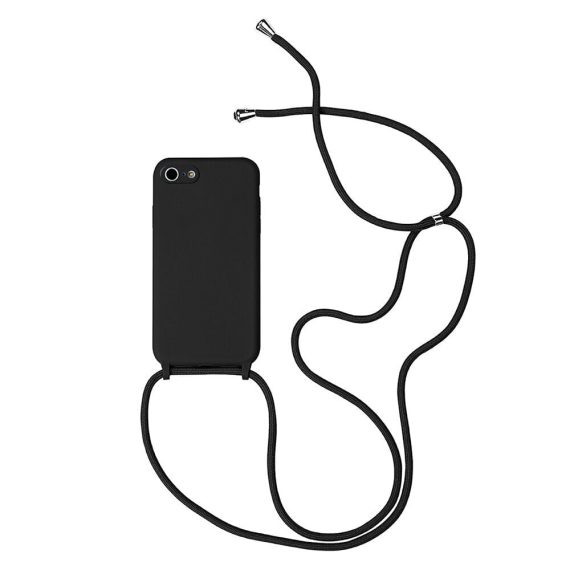 Etui do iPhone SE2022/SE2020/8/7 wzmacniane czarne ze smyczą jak torebka