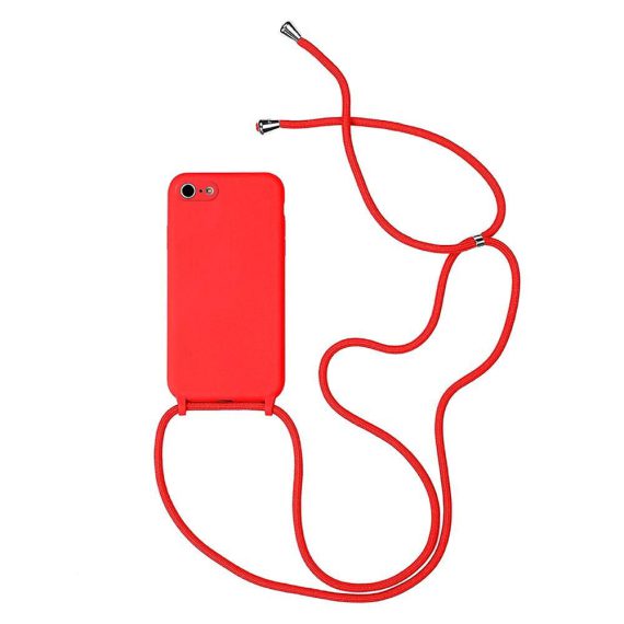 Etui do iPhone SE2022/SE2020/8/7 wzmacniane czerwone ze smyczą jak torebka