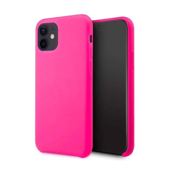 Etui do iPhone 12 silikonowe z mikrofibrą premium soft touch różowe