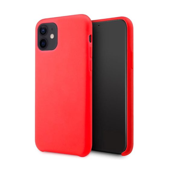 Etui do iPhone 12 silikonowe z mikrofibrą premium soft touch czerwone