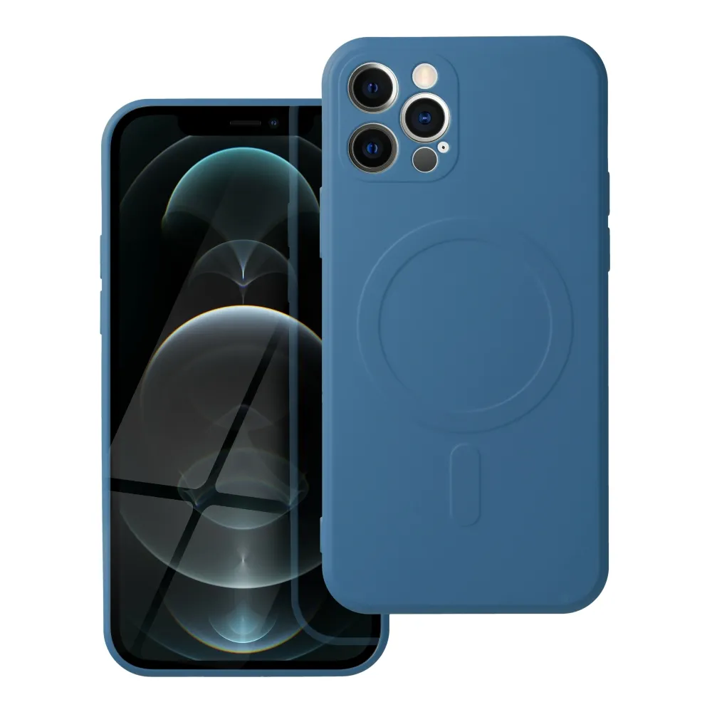 Etui do iPhone 12 Pro silikonowe premium z MagSafe, niebieskie