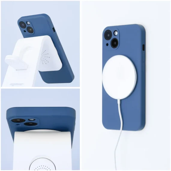 etui do iphone 12 pro silikonowe premium z magsafe, niebieskie