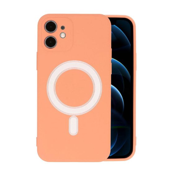 Etui do iPhone 12 Mini silikonowe premium z MagSafe pomarańczowe