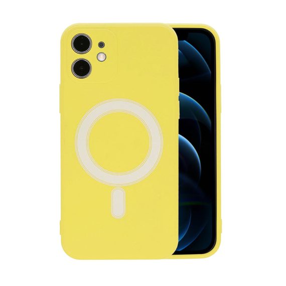 Etui do iPhone 12 Mini silikonowe premium z MagSafe żółte