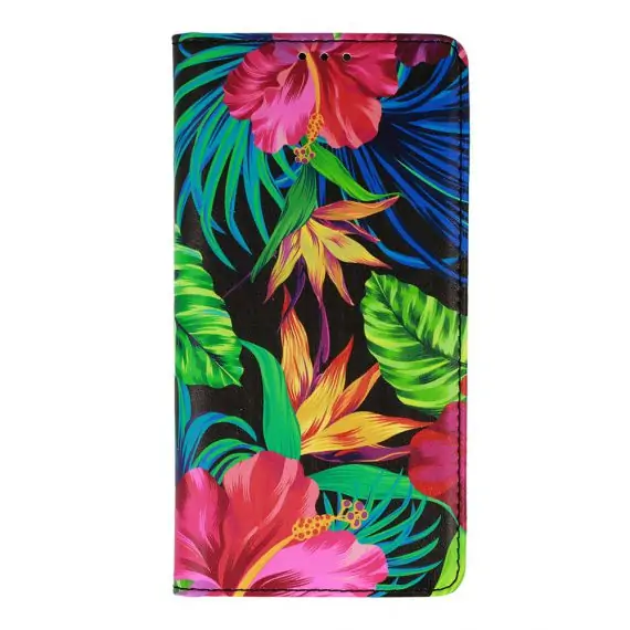 Etui do iPhone 12 Pro Max eleganckie zamykane kolorowe kwiaty na ciemnym tle