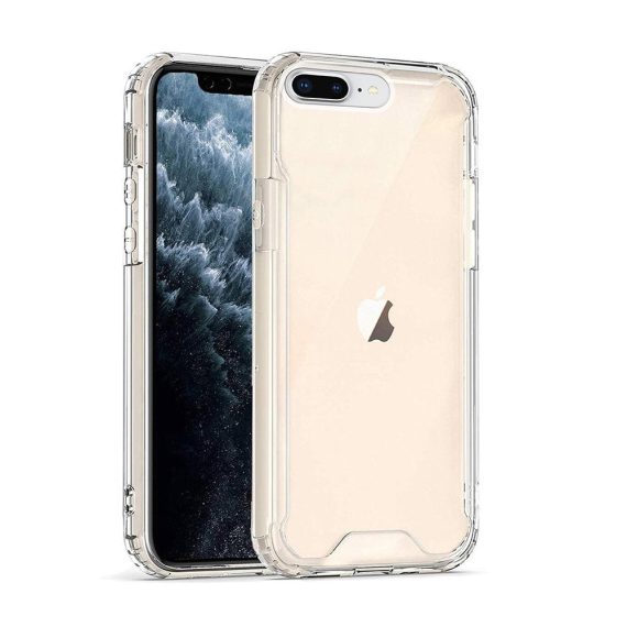 Etui do iPhone 7 Plus/8 Plus pancerne, wzmocnione boki, szklany tył transparentne