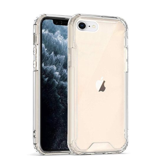 Etui do iPhone SE2022/SE2020 /8/7 pancerne, wzmocnione boki, szklany tył transparentne