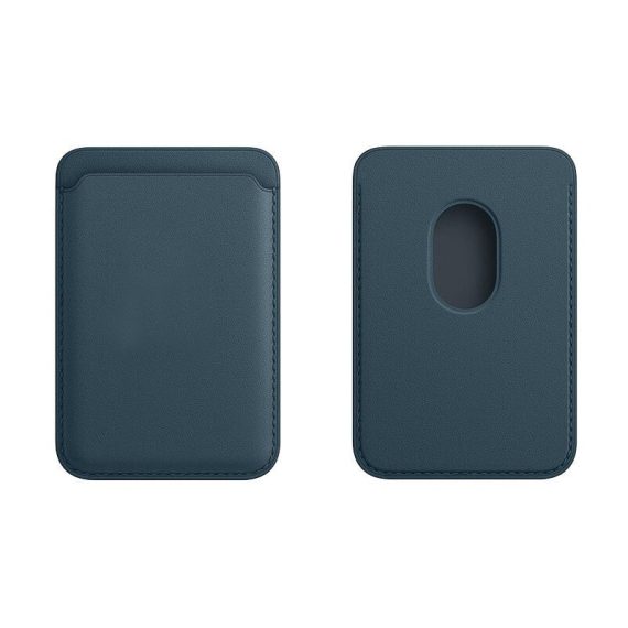 Skórzany portfel do iPhone 12/Pro/Pro Max/Mini MagSafe magnes na karty granatowy