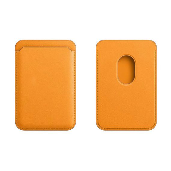 Skórzany portfel do iPhone 12/Pro/Pro Max/Mini MagSafe magnes na karty żółty